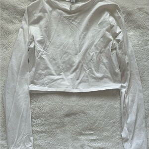 White Long Sleeve Crop Top